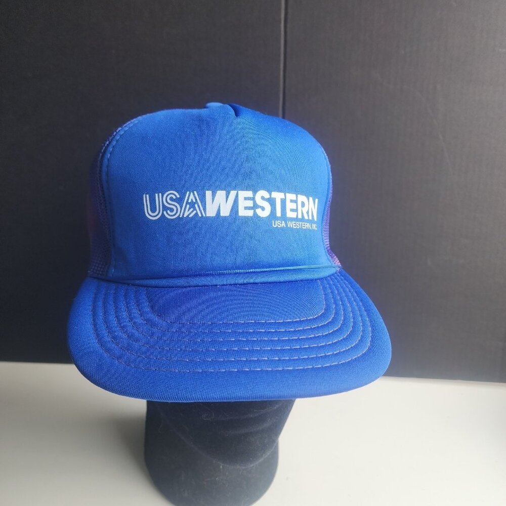 Retro USA Western Inc. Blue Mesh Snapback Trucker Cap Hat